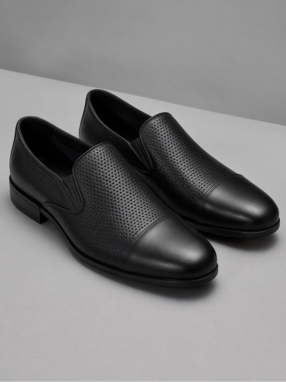 Casadei Men’s Black Perforated Very Soft Leather Slip-On Comfort Summer Loafers